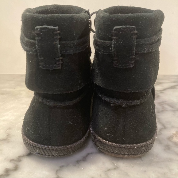 UGG Reid Black Suede Moccasin Booties Women's 8 Narrow Ankle Zip Up Boot - Picture 5 of 14